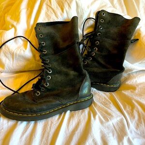 Black mid-calf lace up Dr. Martens